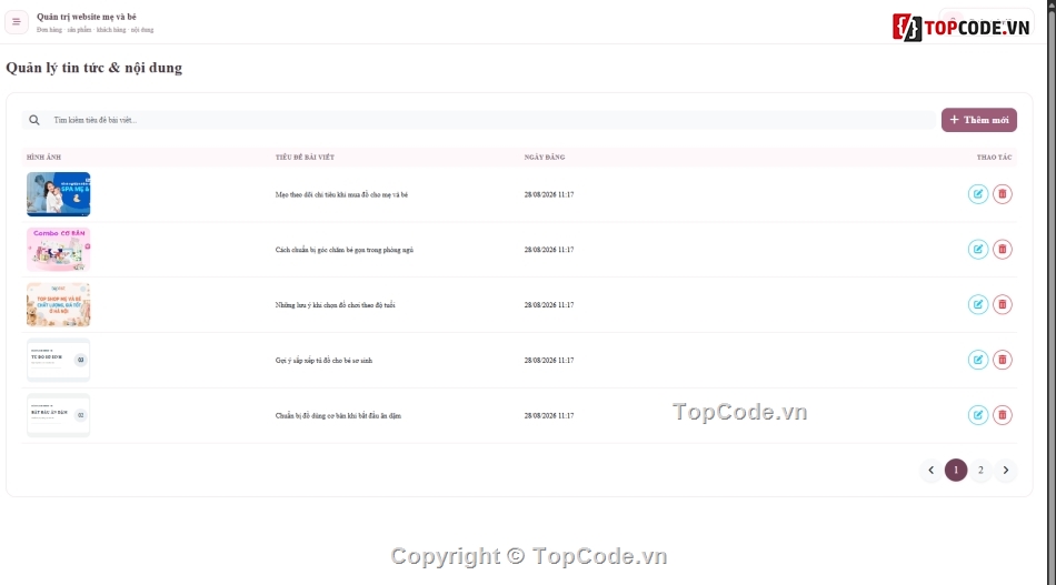 Đồ án,bán website,web mẹ và bé